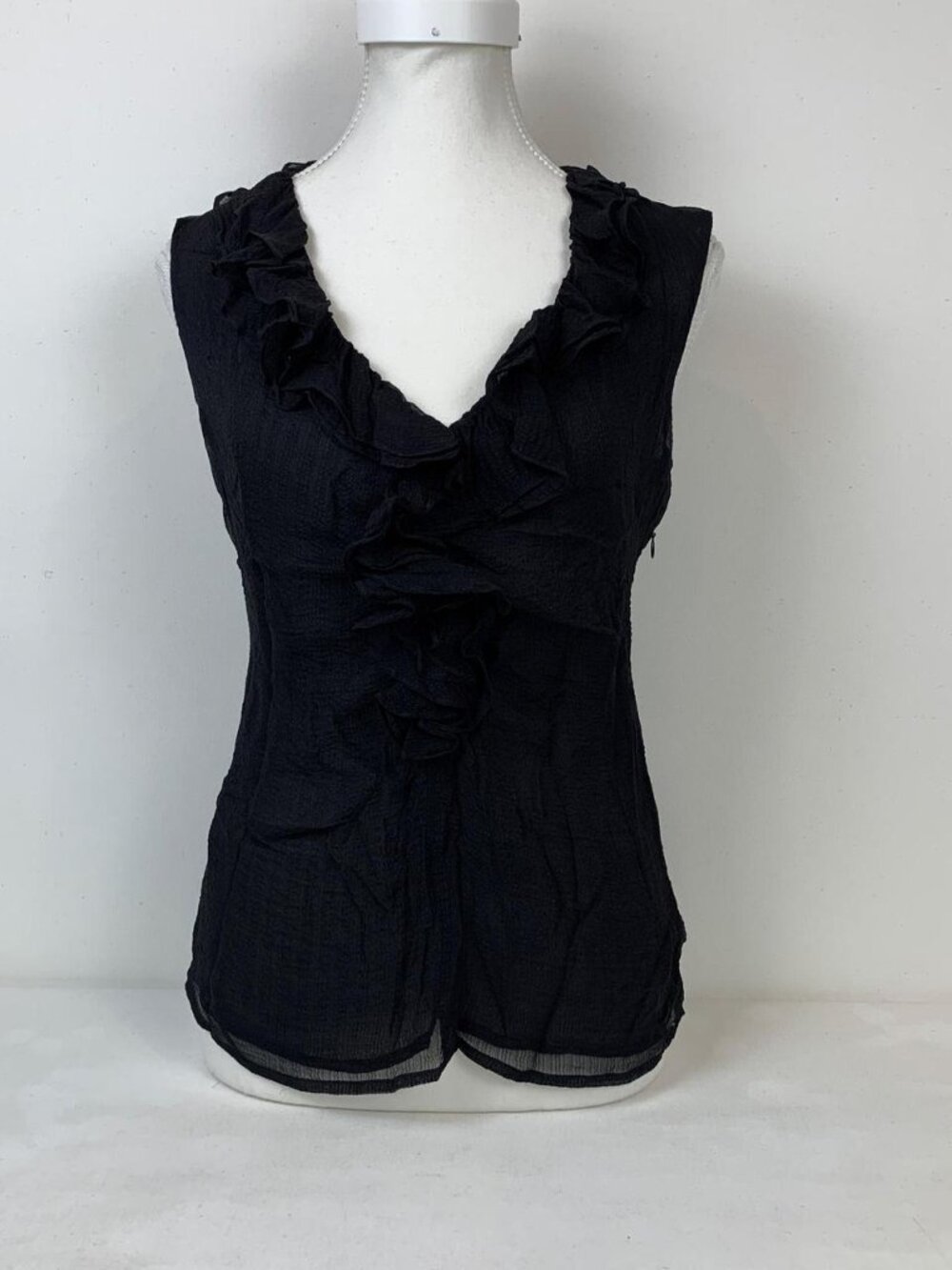 Etro Sheer Silk Blouse with Ruffle Detail - Luxury Fashion in Size S/SM